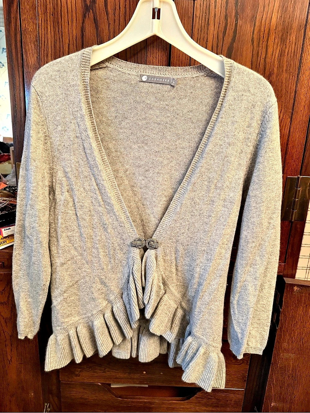In Cashmere Cardigan in Gray Large